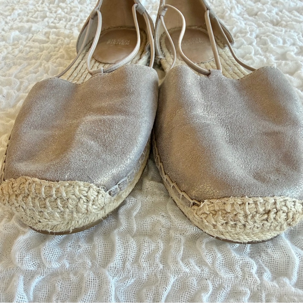 Eileen Fisher Lee Metallic Suede Espadrille Flat Size 10 - Picture 10 of 11
